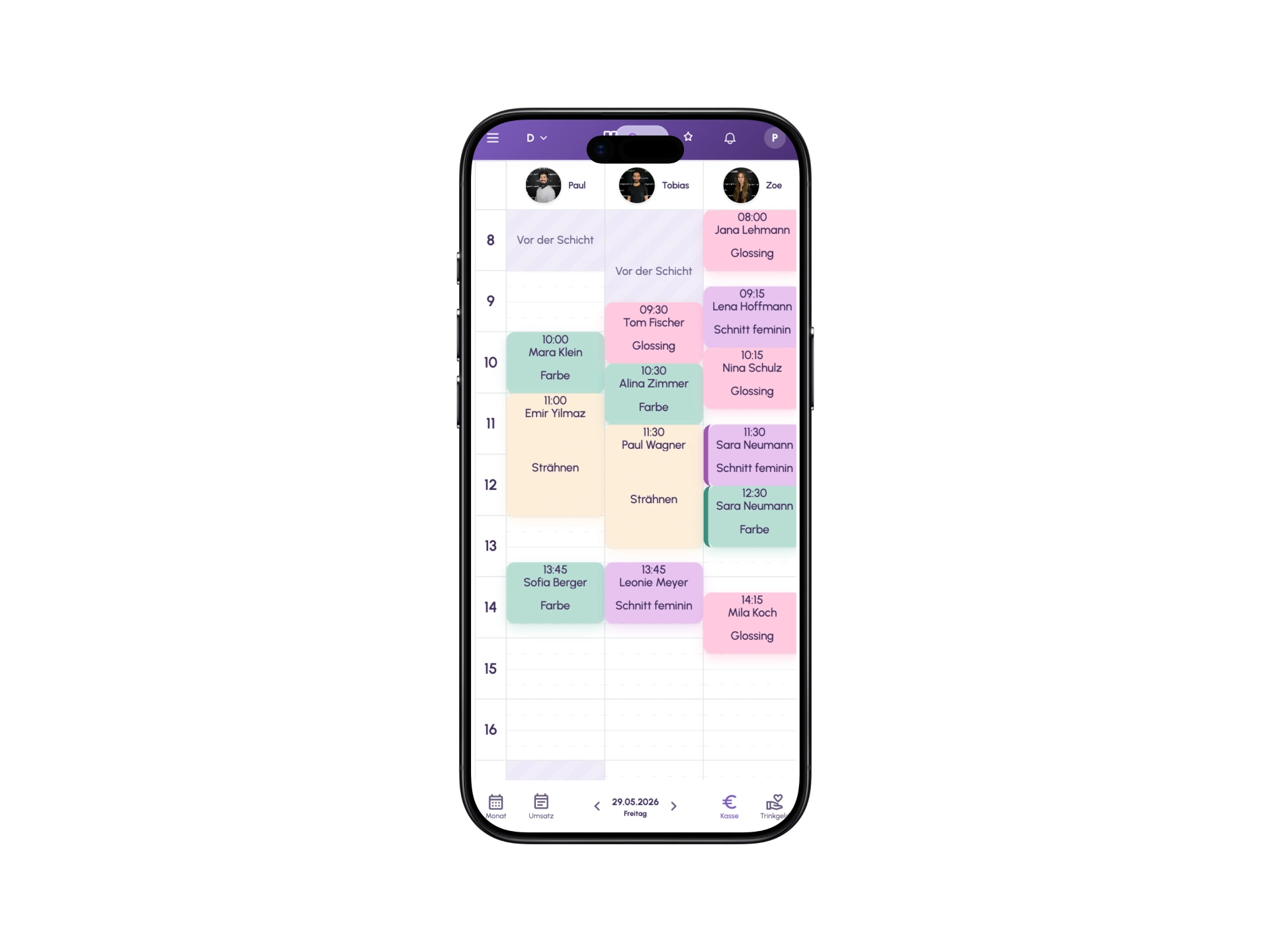 Pigmenz Kalender auf Smartphone